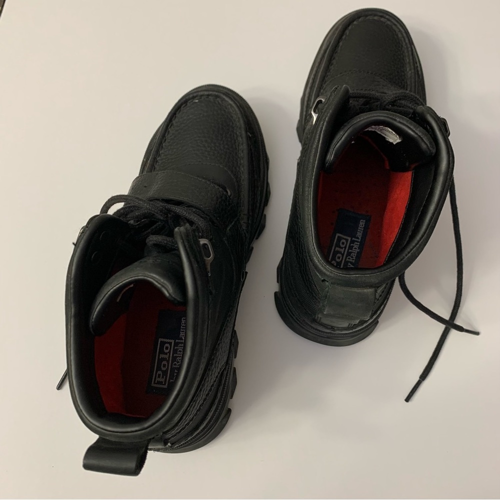 Polo Ralph Lauren Black Leather Boots with Buckles Sz 8